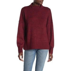 French Connection Womens Burgundy Baby Soft Mock Sweater Top Pullover  XS